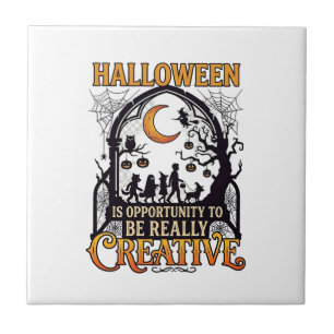 Halloween Creatieve Kinderen Silhouet Halve Maan W Tegeltje