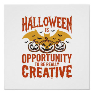 Halloween Creatieve Pompoen Vleermuis Vintage Vect Perfect Poster