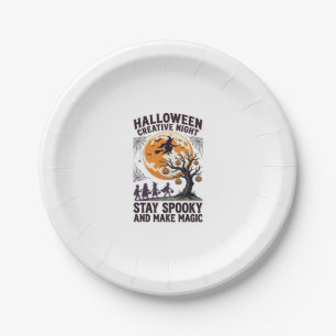 Halloween Creatieve Shirt Vintage Spooky Maan Kuns Papieren Bordje