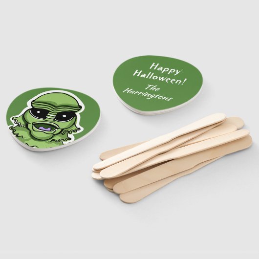 Halloween Creature aangepaste tekst hand fan set Handwaaier (Niet-gemonteerd)