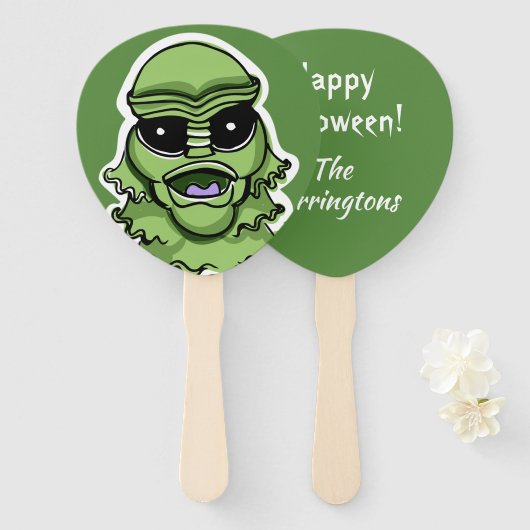 Halloween Creature aangepaste tekst hand fan set Handwaaier (Voorkant en achterkant)