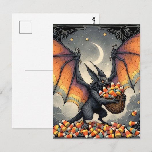 Halloween Creature With Candy Briefkaart (Voorkant / Achterkant)