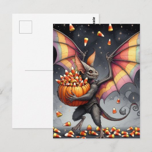 Halloween Creature With Candy Briefkaart (Voorkant / Achterkant)