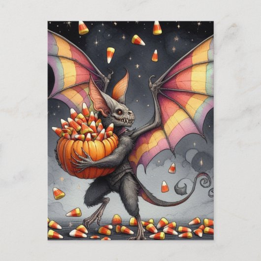 Halloween Creature With Candy Briefkaart (Voorkant)