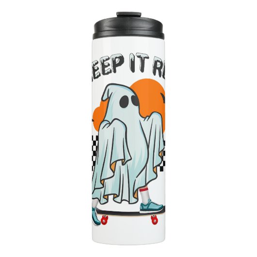 Halloween Creep Het Echt Grappig Ghost Halloween Thermosbeker (Voorkant)