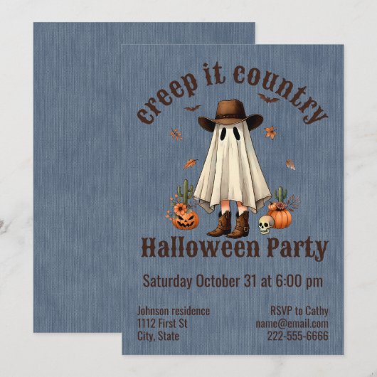 Halloween Creep IT Land Westerne Ghost Kaart (Voorkant / Achterkant)