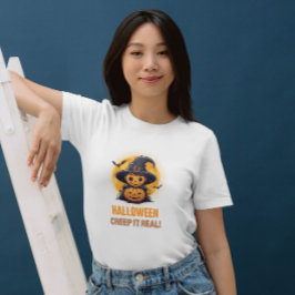 Halloween Creep It Real Pumpkin & Witch Vrouwen T-shirt