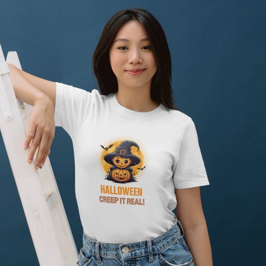 Halloween Creep It Real Pumpkin & Witch Vrouwen T-shirt