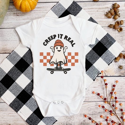 Halloween Creep Real Cute Baby Ghost Skateboard Romper