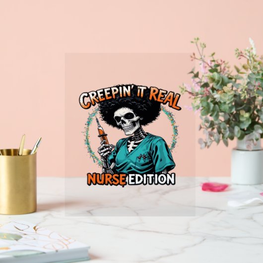 Halloween Creepin It Real! Nurse Edition Classic T Acryl Bord (Huwelijk)
