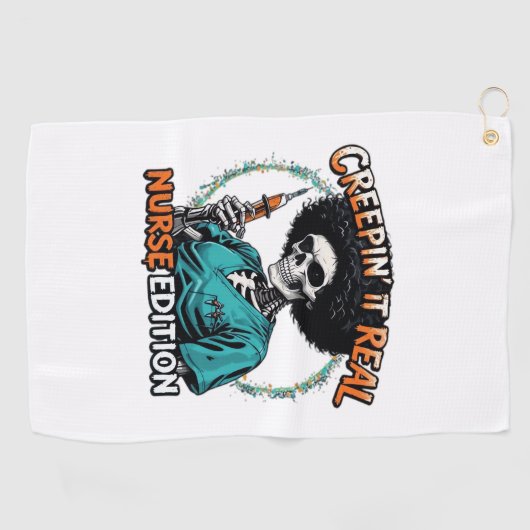 Halloween Creepin It Real! Nurse Edition Classic T Golfhanddoek (Horizontaal)