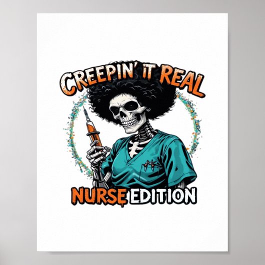 Halloween Creepin It Real! Nurse Edition Classic T Poster (Voorkant)