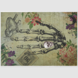 Halloween Creepy Anatomy and Pink Flowers Ephemera Tissuepapier