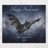 Halloween Creepy Bat Flying Personalized Dark Navy Likeurfles Etiket (Enkel label)