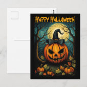 Halloween Creepy Bow Pumpkin Black Briefkaart (Voorkant / Achterkant)
