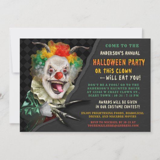 Halloween Creepy Clown Funny Adult Scary Kaart (Voorkant)