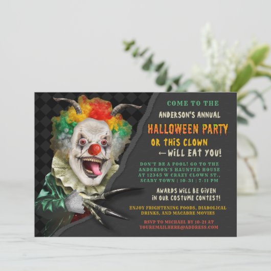 Halloween Creepy Clown Funny Adult Scary Kaart (Staand voorkant)