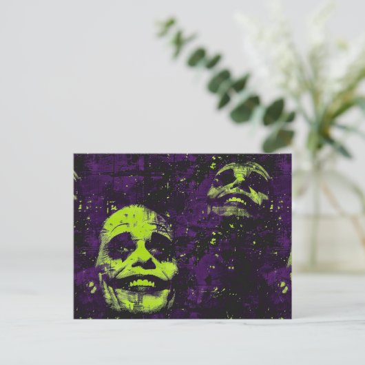 Halloween Creepy Clown Spooky Seizoen Paarse Briefkaart (Staand voorkant)