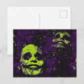 Halloween Creepy Clown Spooky Seizoen Paarse Briefkaart (Voorkant / Achterkant)