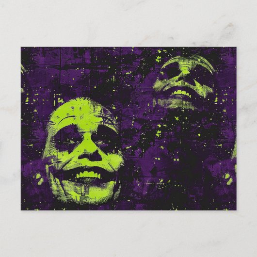 Halloween Creepy Clown Spooky Seizoen Paarse Briefkaart (Voorkant)
