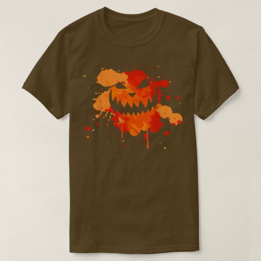 Halloween Creepy Evil Jack o Lantern Smiling Face T-shirt (Design voorkant)