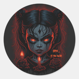 Halloween Creepy Girl Ronde Sticker