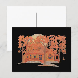Halloween Creepy Haunted House Briefkaart