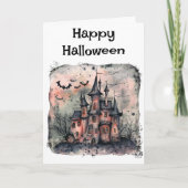 Halloween Creepy Haunted House Greeting Kaart (Voorkant)