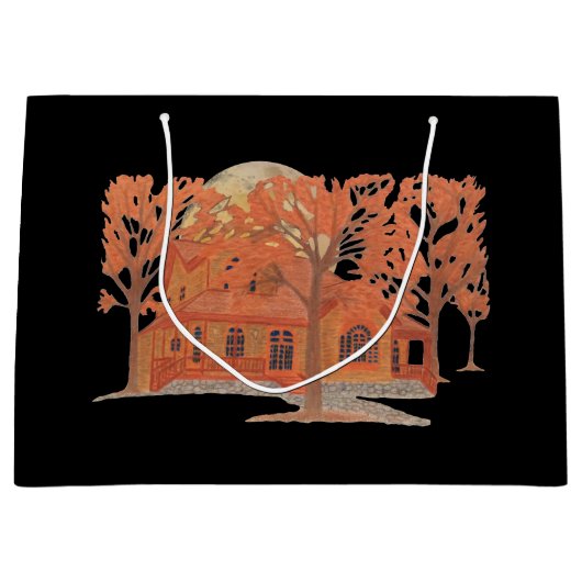 Halloween Creepy Haunted House Groot Cadeauzakje (Voorkant)