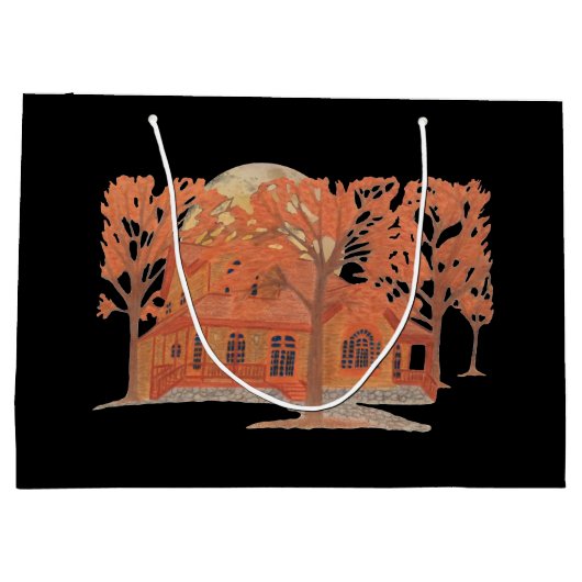 Halloween Creepy Haunted House Groot Cadeauzakje (Achterkant)