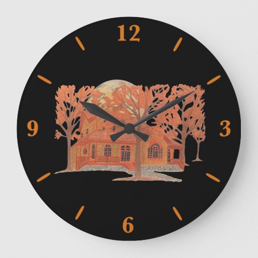 Halloween Creepy Haunted House Large Clock Grote Klok (Voorkant)