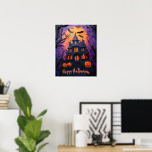 Halloween Creepy Haunted House Poster (Thuiskantoor)