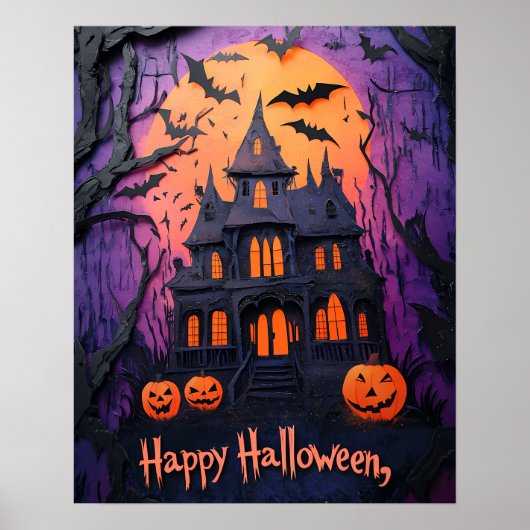 Halloween Creepy Haunted House Poster (Voorkant)