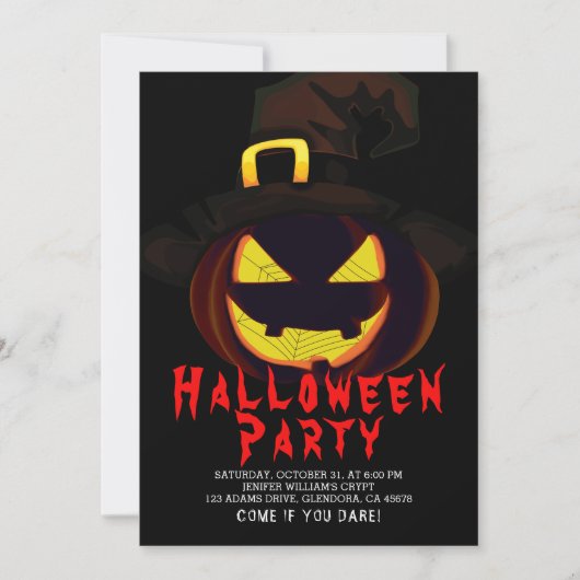 Halloween Creepy Jack O Lantern Party Uitnodiging (Voorkant)