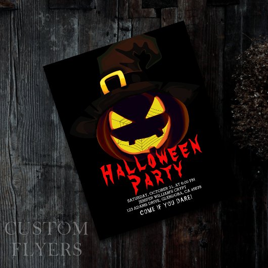 Halloween Creepy Jack O Lantern Party Uitnodiging Flyer