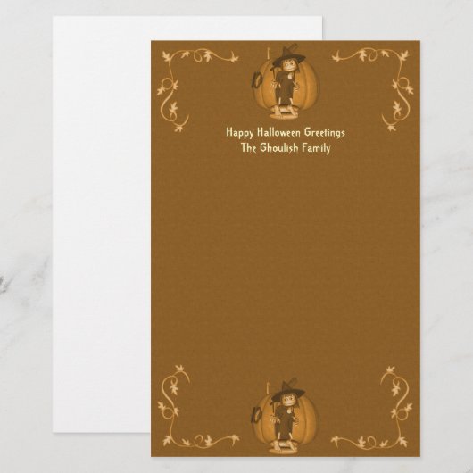 Halloween Creepy Kind Witches Stationery Briefpapier (Voorkant / Achterkant)