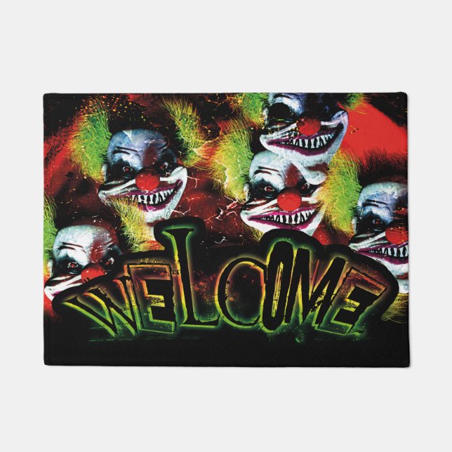 halloween creepy kwaadaardig horror clown collage deurmat (Voorkant)