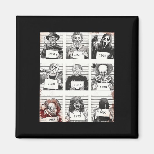 Halloween Creepy Legends Killer Mugshots Horror Fa Magneet (Voorkant)