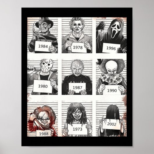 Halloween Creepy Legends Killer Mugshots Horror Fa Poster (Voorkant)