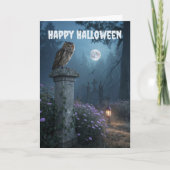 Halloween Creepy Owl Scene Feestdagen Kaart (Voorkant)