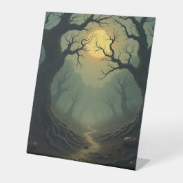 Halloween Creepy Path Reclamebord Met Voetstuk