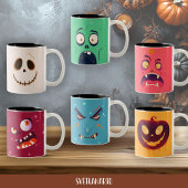 Halloween Creepy Pumpkin Face Coffee Mug Tweekleurige Koffiemok