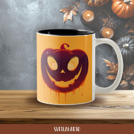 Halloween Creepy Pumpkin Face Coffee Mug Tweekleurige Koffiemok