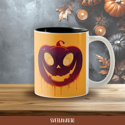 Halloween Creepy Pumpkin Face Coffee Mug Tweekleurige Koffiemok