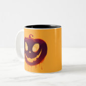 Halloween Creepy Pumpkin Face Coffee Mug Tweekleurige Koffiemok (Voorkant links)