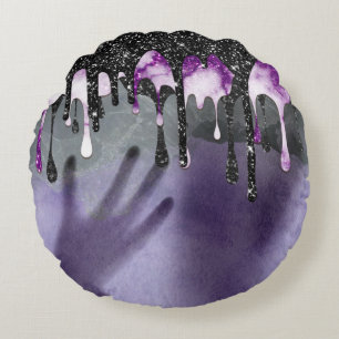 Halloween Creepy Purple And Gray Shadow Alien Rond Kussen