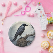 Halloween Creepy Raven Graveyard Cemetery Gothic Papieren Bordje (Feest)