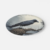 Halloween Creepy Raven Graveyard Cemetery Gothic Papieren Bordje (Gekanteld)