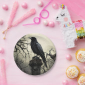 Halloween Creepy Raven Graveyard Cemetery Gothic Papieren Bordje (Feest)