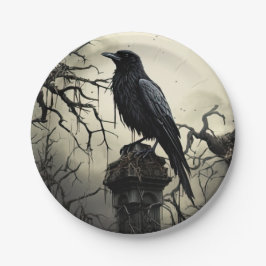 Halloween Creepy Raven Graveyard Cemetery Gothic Papieren Bordje